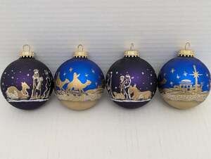 Vintage Christmas by Krebs Nativity Story Glass Ball Ornaments Lot of 4